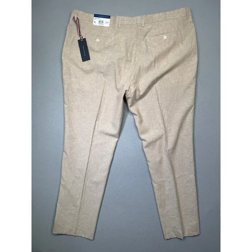 Tommy Hilfiger Men's Modern-Fit Linen Blend Pants Light tan 46x32 $125
